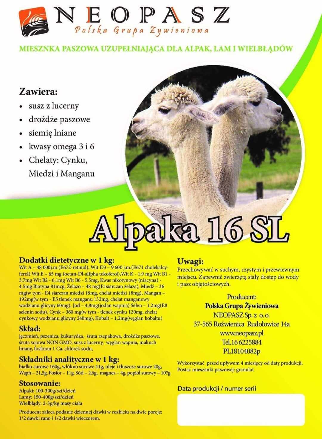 Neopasz 16 SL karma dla alpak